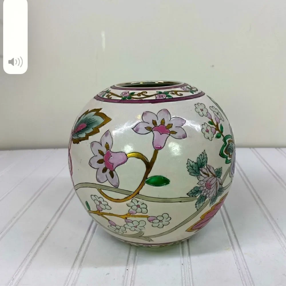 Pink Floral Ginger Jar Vase Vintage From JCPenney Exclusive